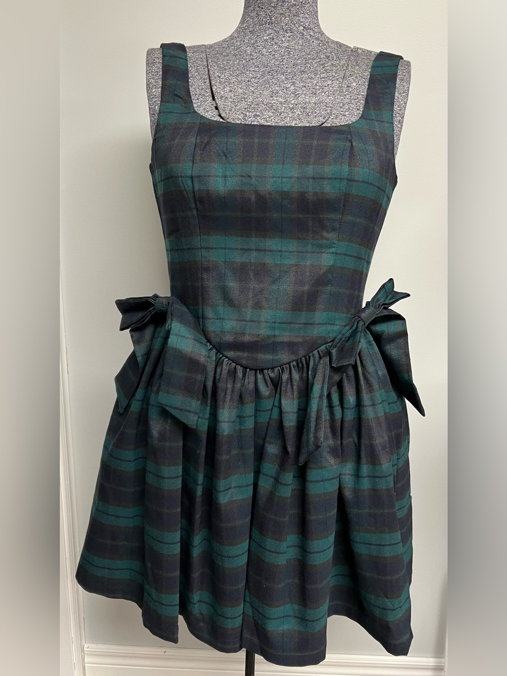 Avec Les Filles Green Plaid Mini Dress $128USD